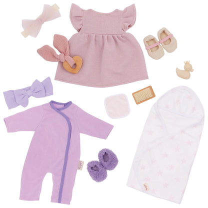 LullaBaby – 13-pc Fashion Set – Baby Doll Clothes – Pajama Dress & Bath Accessories – Imaginative Play – Toys For Kids Ages 2 & Up – Baby Doll Clothing Set