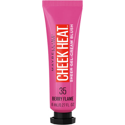 Maybelline Cheek Heat Gel-Cream Blush Makeup Lightweight Breathable Feel Sheer Flush Of Color Natural-Looking Dewy Finish Oil-Free Berry Flame 1 Count