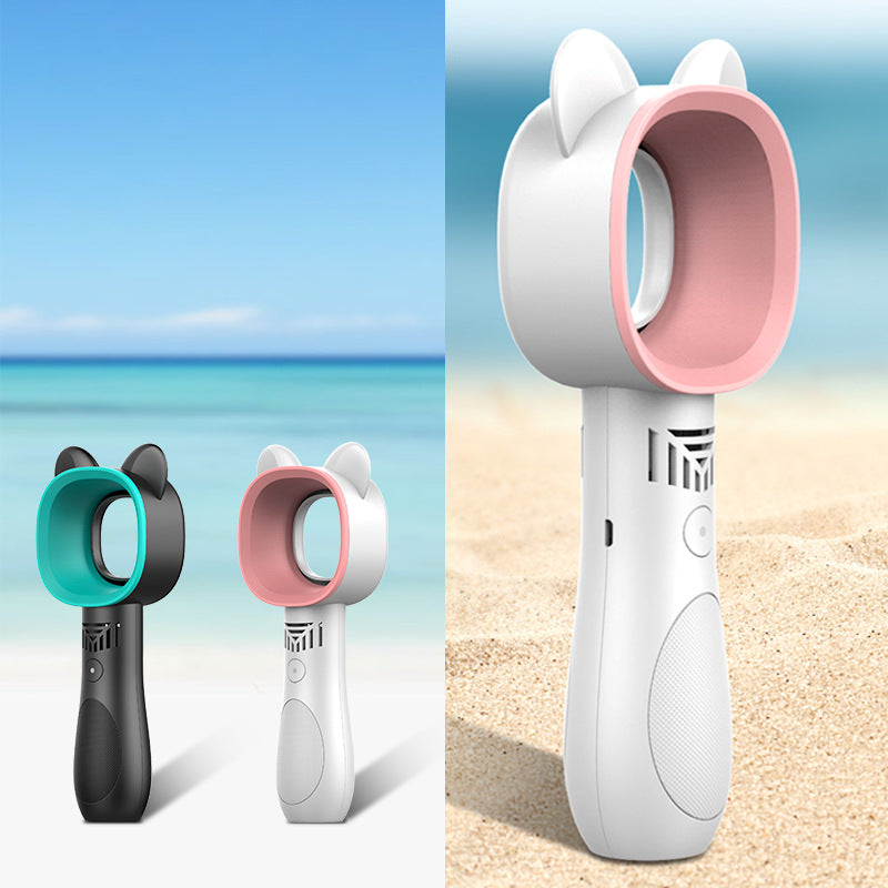 Foldable Leafless Fan with Stand - Cartoon Handheld Fan